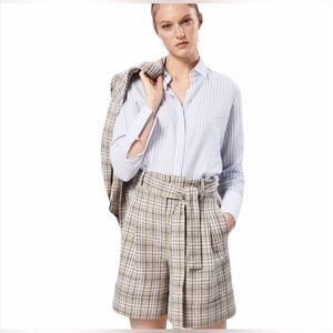 Massimo Dutti High Waisted Checked Bermuda Shorts.